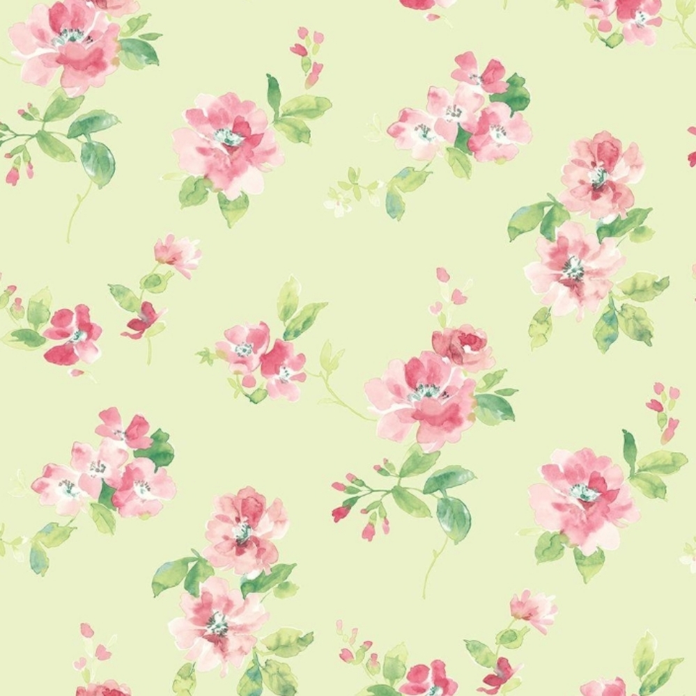Wallpaper Watercolor Mint Captiva Floral Toss
